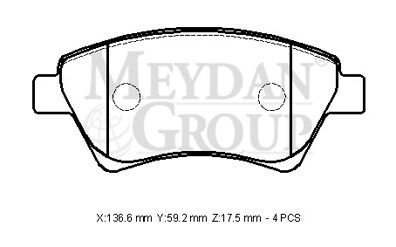 RENAULT MEGANE- 2- 03/09; ÖN FREN BALATASI (KABLOSUZ)(DİSK) (136,6X59,2X17,5) (FMK) 7701207672