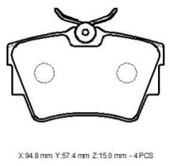 OPEL VIVARO- 04/08; ARKA FREN BALATASI (KABLOSUZ)(DİSK)(94,8x57,4x15) (BRAMAX) 44060-00QAF