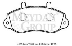 OPEL MOVANO- 99/03; ÖN FREN BALATASI 1,9/2,2/2,5/2,8 (DİSK)(138,8X66X17) (FMK) 7701205294