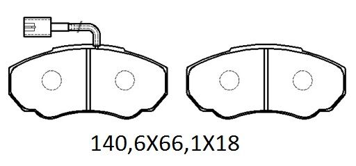 PEUGEOT BOXER- 03/07; ÖN FREN BALATASI 1,9/2,0/2,5/2,8 (2 KABLOLU)(DİSK) (140,6X66,1X18) (FMK) 4254.58