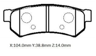 CHEVROLET AVEO- SD- 07/12; ARKA FREN BALATASI (DİSK) (103,9x38,8x14)(BRAMAX) 96800089