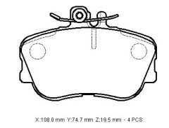 MERCEDES C CLASS- W202- 93/99; ÖN FREN BALATASI (KABLOSUZ) (DİSK)(108X74,7X19,5)(BRAMAX) A0054200320
