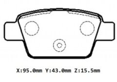 FIAT BRAVO- 08/14; ARKA FREN BALATASI 1,4/1,6/1,9/2,0 (KABLOSUZ)(DİSK)(95X43X15.5)(BRAMAX) 77363518