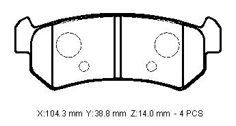 CHEVROLET REZZO- 04/06; ARKA FREN BALATASI (DİSK) (104,4X38,8X14)(BRAMAX) 96405131