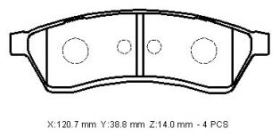 CHEVROLET EPICA- 07/12; ARKA FREN BALATASI (DİSK)(120,7x38,8x14) (BRAMAX) 96496763