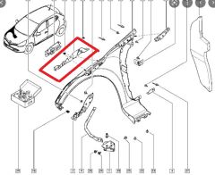 RENAULT CLIO- 4- HB- 13/16; ÖN ÇAMURLUK BAĞLANTI SUPORTU SAĞ (ORTA KISIM) (SAC) (EAGLE BODY) 641340096R