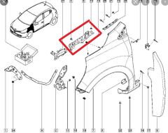 RENAULT CLIO- 4- HB- 16/20; ÖN ÇAMURLUK BAĞLANTI SUPORTU SOL (ORTA KISIM) (SAC) (EAGLE BODY) 641356433R