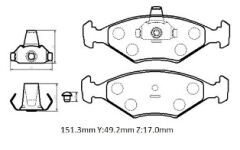 FIAT PALIO- 02/05; ÖN FREN BALATASI 1,2/1,4/1,6 (KABLOSUZ)(DİSK) (151.3X49,2X17) (FMK) 9948038