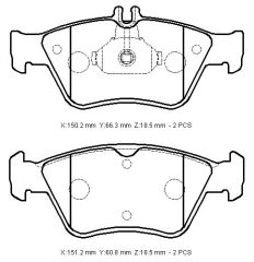 MERCEDES E CLASS- W210- 96/99; ÖN FREN BALATASI (KABLOSUZ)DİSK)150,2X66,3X18,5/151,2X60,8X18,5)BRAMA A0024204420