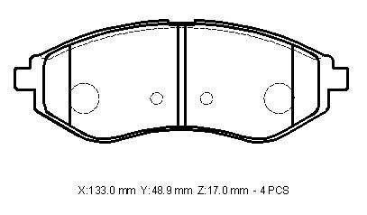 CHEVROLET AVEO- SD/HB- 05/08; ÖN FREN BALATASI (DİSK) (133X48,9X17) (BRAMAX) 96534653