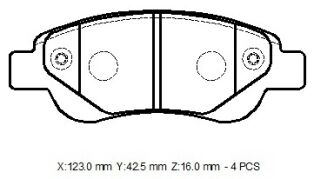 CITROEN C1- 07/13; ÖN FREN BALATASI (DİSK)(123X42,7X16)(BRAMAX) 4253.27