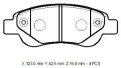 CITROEN C1- 07/13; ÖN FREN BALATASI (DİSK)(123X42,7X16)(BRAMAX) 4253.27