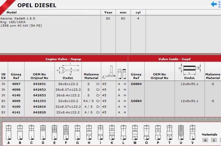 SİBOP TAKIMI 4097 4099 IN 4 EX 4 ASCONA D 1.6 STD KADET