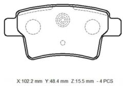 CITROEN C4 PICASSO- 07/12; ARKA FREN BALATASI 1,6/1,8/2,0(KABLOSUZ)(DİSK)(102,3X48,4X15,5)(BRAMAX) 4253.71