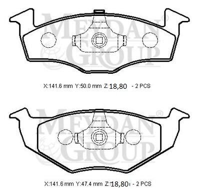 SEAT INCA- 97/03; ÖN FREN BALATASI (DİSK) (141,6X50X18,80/141,6X47,4X18,80) (BRAMAX) 1JH0698151B