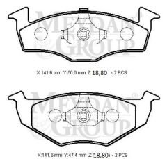 SEAT IBIZA- 00/01; ÖN FREN BALATASI (DİSK) (141,6X50X18,80/141,6X47,4X18,80) (BRAMAX) 1JH0698151B
