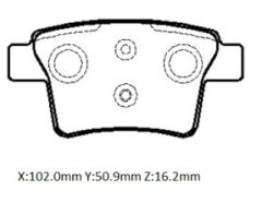 FORD MONDEO- 01/04; ARKA FREN BALATASI 1,8/2,0/2,2/2,5 (DİSK) (102X50,9X16,2) (BRAMAX) 4S71-2M008-AB