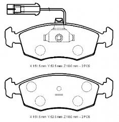 FIAT PALIO- 97/02; ÖN FREN BALATASI 1.2/1.4/1.6cc/1.7/1.9D (2 KABLOLU)(DİSK)(151.5x52.5x18) (BRAMAX) 9947954