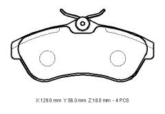 CITROEN C2- 04/09; ÖN FREN BALATASI 1,4/1,4HDI/1,6 (KABLOSUZ)(DİSK) (129X56X18) (BRAMAX) 4252.37