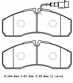 MERCEDES SPRINTER- 00/07; ÖN FREN BALATASI (616) (2 KABLOLU) (DİSK)(164,6X67,8X19) (BRAMAX) A0034204620