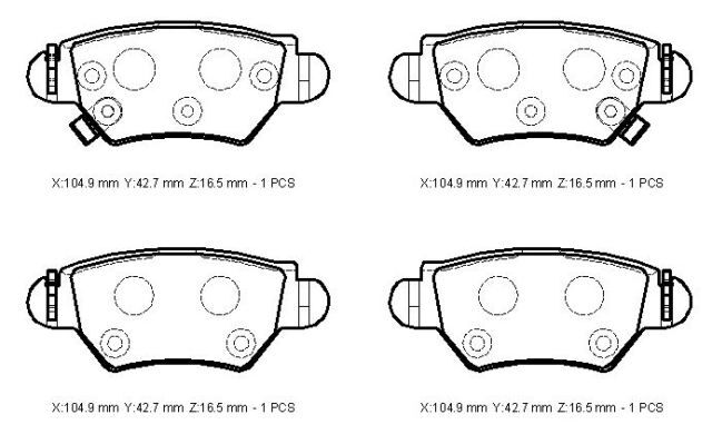 OPEL ZAFIRA- 99/04; ARKA FREN BALATASI 1,6/1,8/2,0 (DİSK) (104,9X42,7X16,5) (FMK) 9195685