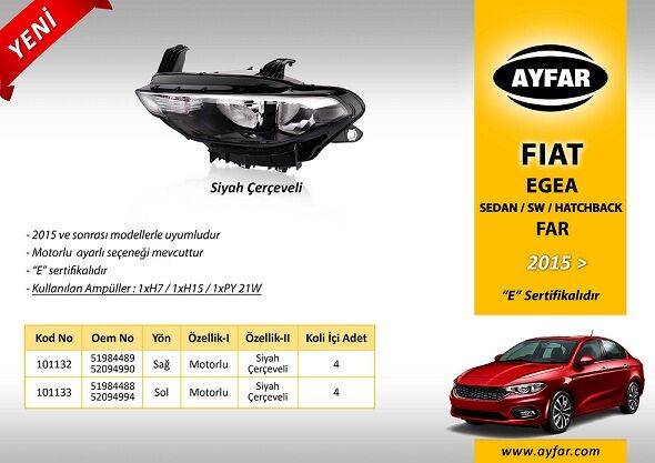 FAR SOL 101133 EGEA 15-> MOTORLU SİYAH ÇERÇEVELİ
