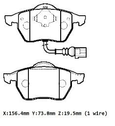 AUDI A3- 97/03; ÖN FREN BALATASI 1,8T/1,9TDI (1KABLOLU)(DİSK)(156,4X73,8X19,5)(BRAMAX) 8N0698151A