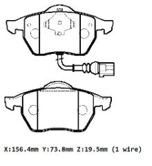 AUDI A3- 97/03; ÖN FREN BALATASI 1,8T/1,9TDI (1KABLOLU)(DİSK)(156,4X73,8X19,5)(BRAMAX) 8N0698151A