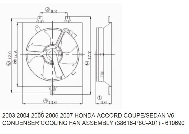 HONDA ACCORD- 03/08; KLİMA FAN DAVLUMBAZI KOMPLE SAC (2.4CC) V6 (4KANAT) 38616-P8C-A01