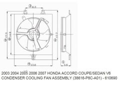 HONDA ACCORD- 03/08; KLİMA FAN DAVLUMBAZI KOMPLE SAC (2.4CC) V6 (4KANAT) 38616-P8C-A01