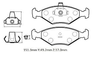 FIAT ALBEA- 02/05; ÖN FREN BALATASI 1,2/1,4 (KABLOSUZ)(DİSK) (151.3X49,2X17) (BRAMAX) 9948038
