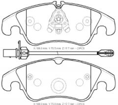 AUDI A4- 13/15; ÖN FREN BALATASI 1,8/1,8TSFI/2,0TDI(1KABLOLU)DİSK)188X73.5X17.7/18;8X73X17.7)BRAMAX) 8R0698151A