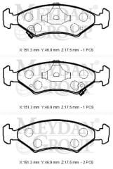 KIA SEPHIA- 97/98; ÖN FREN BALATASI (DİSK) (151,3X46,9X17,5) (DAIWA) 0K20A-33-23Z