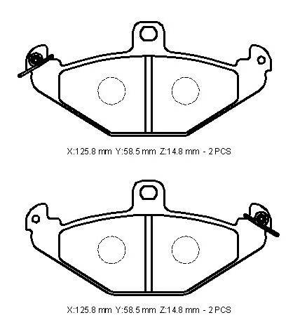 RENAULT LAGUNA- 99/01; ARKA FREN BALATASI (KABLOSUZ)(DİSK) (125,8X58,5X14,8) (BRAMAX) 7701205015