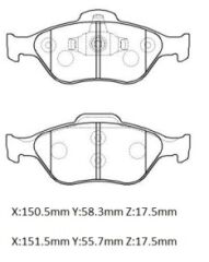 FORD FIESTA- 07/09; ÖN FREN BALATASI 1,25/1,3/1,4/1,6(DİSK(151,3X55,5X18,54/15;0,50X59X18,54(BRAMAX) 1521328