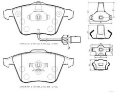 AUDI A4- 02/05; ÖN FREN BALATASI 2,0TFSI/2,7TDI(2KABLOLUDİSK)(155.2x72.7x19.3/15;6.4x73x19.3(BRAMAX) 8E0698151C