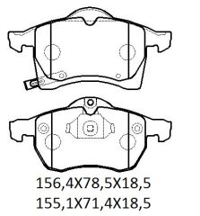 OPEL ASTRA- G- SD/HB- 99/09; ÖN FREN BALATASI (DİSK)(156,4X78,5X18,5/155,1X71,4X18,5)(BRAMAX) 93179708