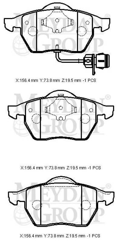 AUDI A100- 92/95; ÖN FREN BALATASI 2,0/2,4D/2,5TDI/2,6/2,8 (2KABLOLU)(DİSK)(156,4X73,8X19,5)(BRAMAX) 4A0698151A