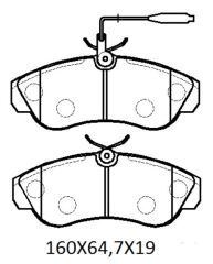CITROEN JUMPER- 98/01; ÖN FREN BALATASI 1,9/2,0/2,5/2,8 (2 KABLOLU)(DİSK) (160X64,7X19) (BRAMAX) 9945810
