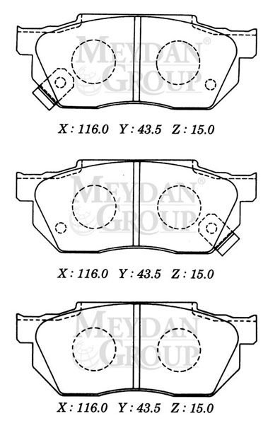 HONDA CIVIC- SD/HB- 92/95; ÖN FREN BALATASI 1.4cc TIRNAKLI TİP (DİSK) (116X43,5X15) (DAIWA) 45022-SR3-910
