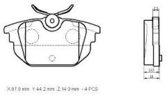 FIAT TEMPRA- 90/99; ARKA FREN BALATASI 1.6/2,0cc (KABLOSUZ)(DİSK)(87x44.2x14)(BRAMAX) 9950865