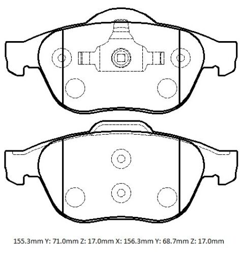 RENAULT MEGANE- 2- 03/09; ÖN FREN BALATASI (KABLOSUZ)(DİSK) (155,3X71X17/156,3X68,7X17) (BRAMAX) 7701207615