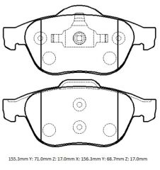 RENAULT MEGANE- 2- 03/09; ÖN FREN BALATASI (KABLOSUZ)(DİSK) (155,3X71X17/156,3X68,7X17) (BRAMAX) 7701207615