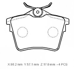 PEUGEOT 407- 04/11; ARKA FREN BALATASI (KABLOSUZ)(DİSK) (86,2x57,1x17)(BRAMAX) 4252.79