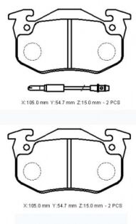 RENAULT TWINGO- 01/02; ÖN FREN BALATASI (2 KABLOLU)(DİSK)(105X54,7X15) (BRAMAX) 7701202891