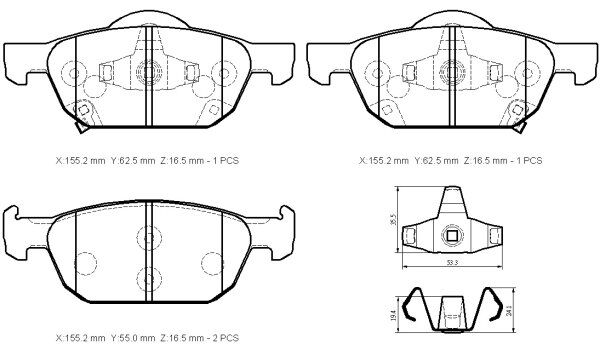 HONDA ACCORD- 08/15; ÖN FREN BALATASI (DİSK) (155.2X62.5X16.5) (DAIWA) 45022-TL1-G00