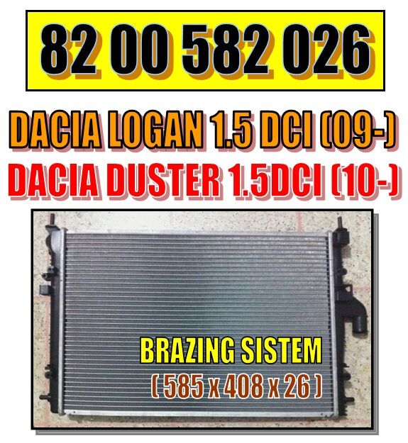 RADYATÖR RA0231050 DUSTER (10-) LOGAN (06-) 1.5 DCI KLİMALI