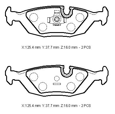 BMW 3 SERI- E30- 84/91; ARKA FREN BALATASI 316/318/320/325 (KABLOSUZ)(DİSK)(125,40X37,70X16)(BRA 34211153196