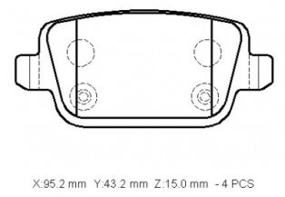 LANDROVER FREELANDER- 06/11; ARKA FREN BALATASI 2,2/TD4 (DİSK)(95,2x43,2x15)(BRAMAX) 1477803