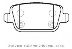 LANDROVER FREELANDER- 06/11; ARKA FREN BALATASI 2,2/TD4 (DİSK)(95,2x43,2x15)(BRAMAX) 1477803